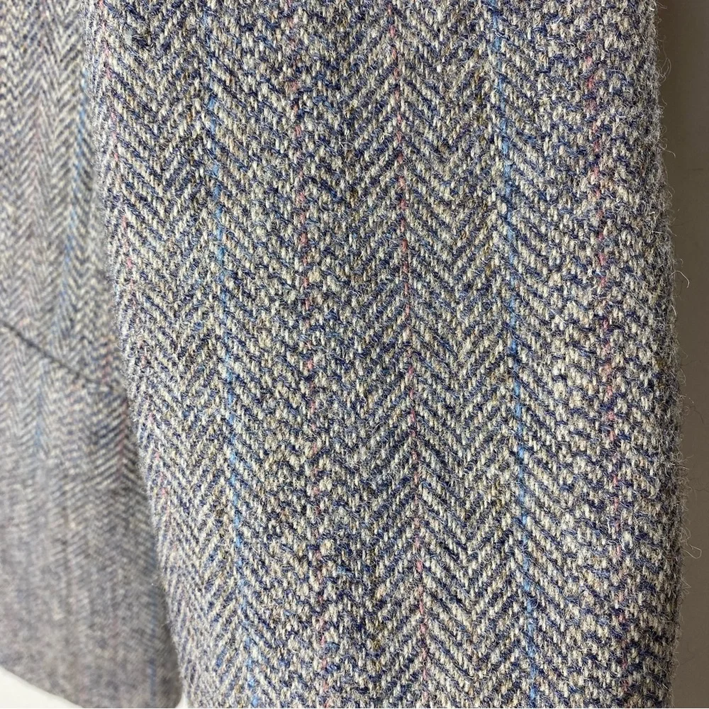 Vintage Harris Tweed Moores Classic Grey Herringbone Wool Blazer 38L Academia - Picture 7 of 16